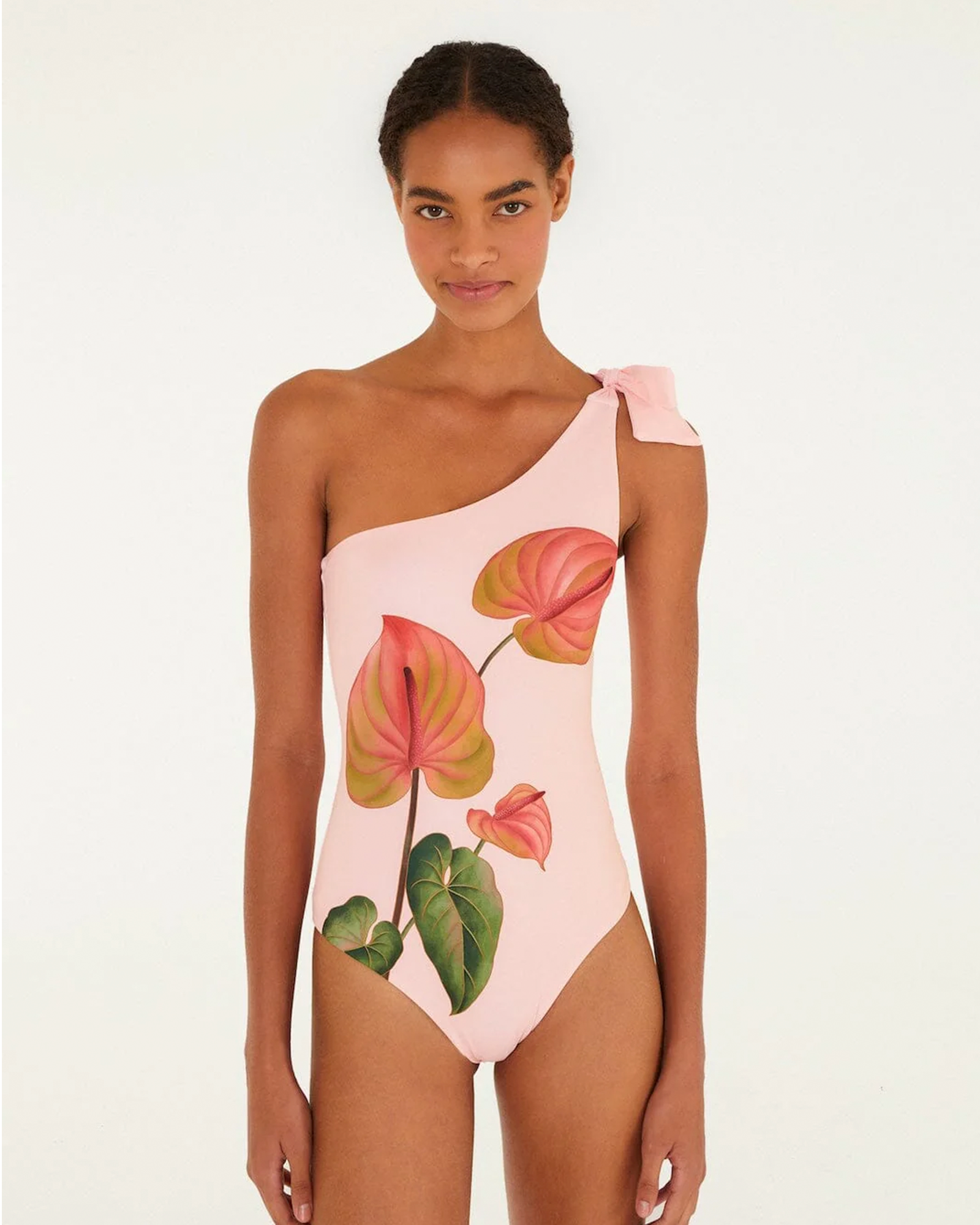 Light Pink Anthurium One-Piece Swimsuit