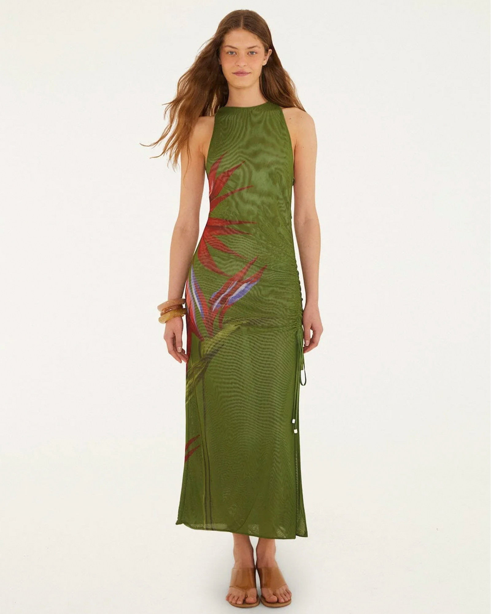 Dark Green Strelitzia Maxi Dress