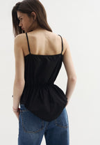 Black Cotton Poplin Top