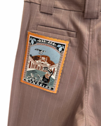 Brown Wide Leg Trousers With Patch