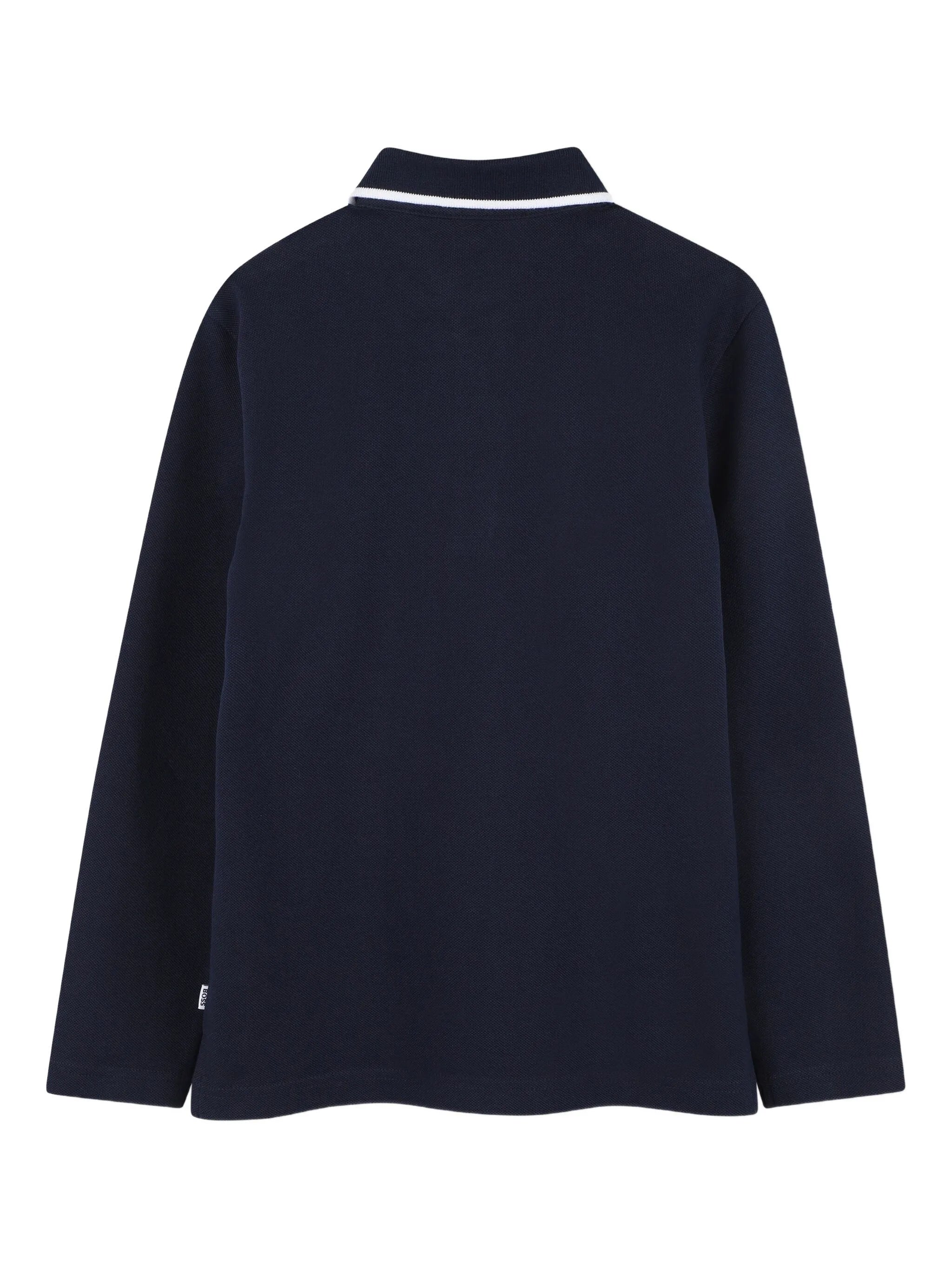 Long-Sleeve Dark Blue Polo Shirt