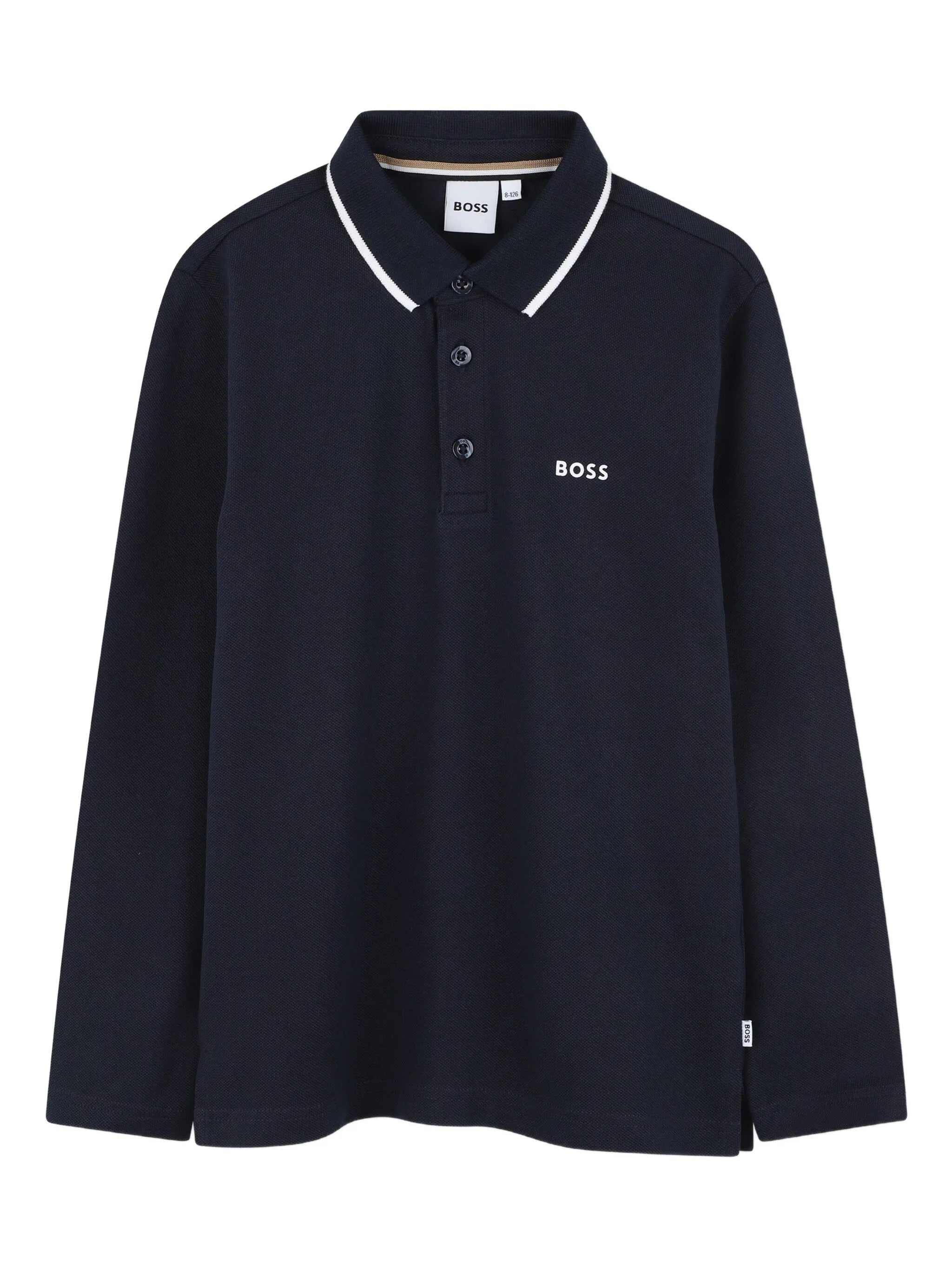 Long-Sleeve Dark Blue Polo Shirt