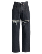 Black Cut Out Crystals Jeans