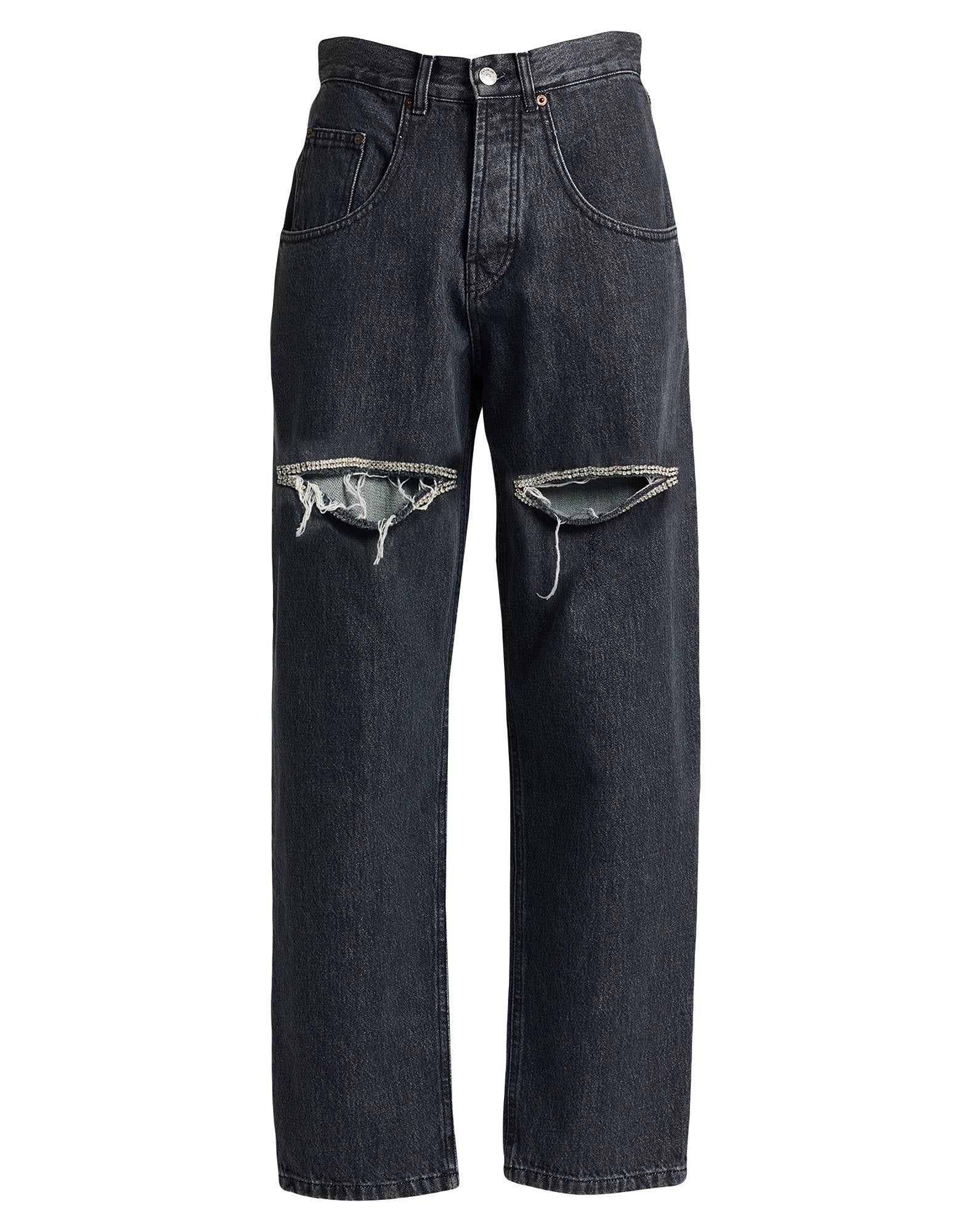 Black Cut Out Crystals Jeans