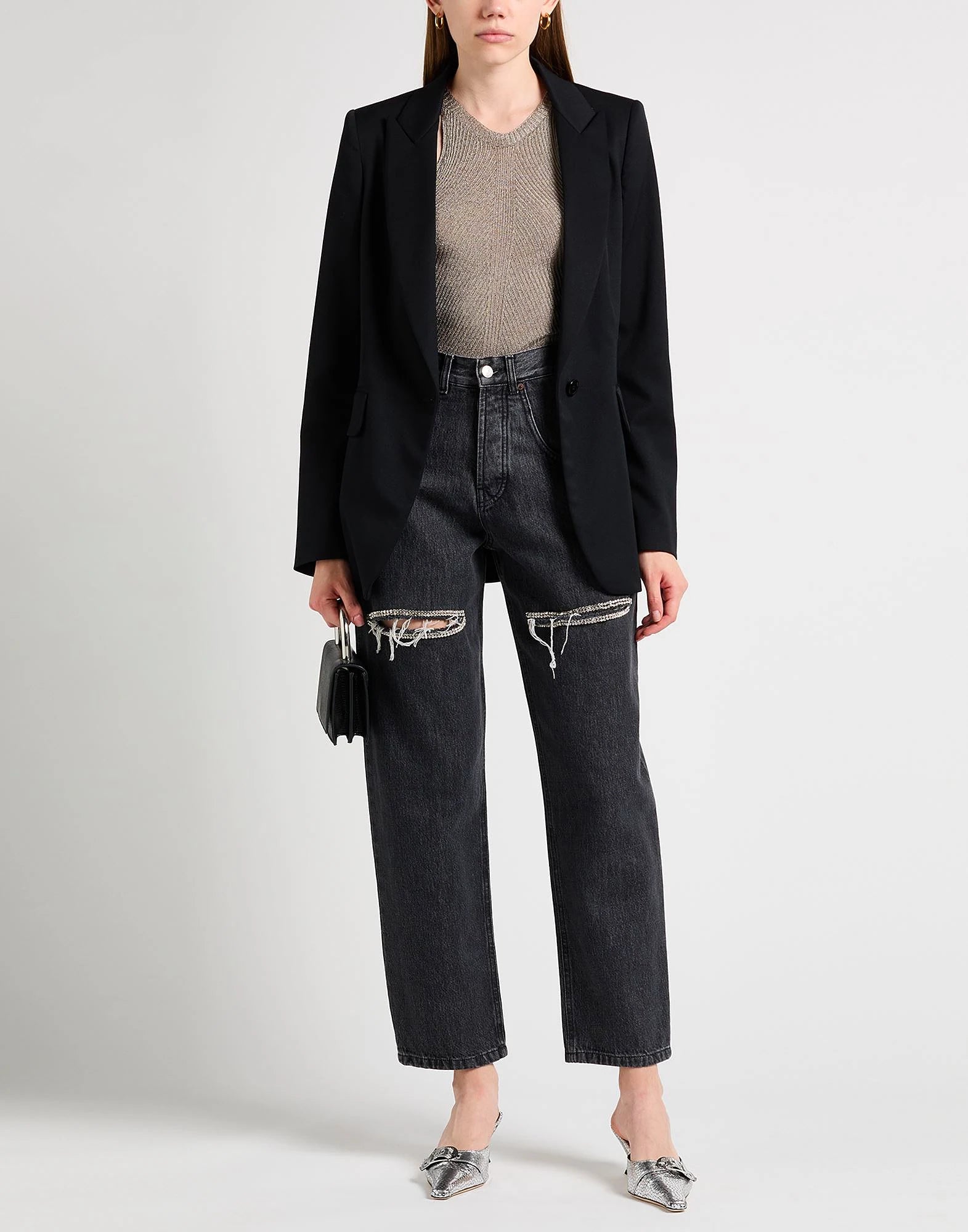 Black Cut Out Crystals Jeans