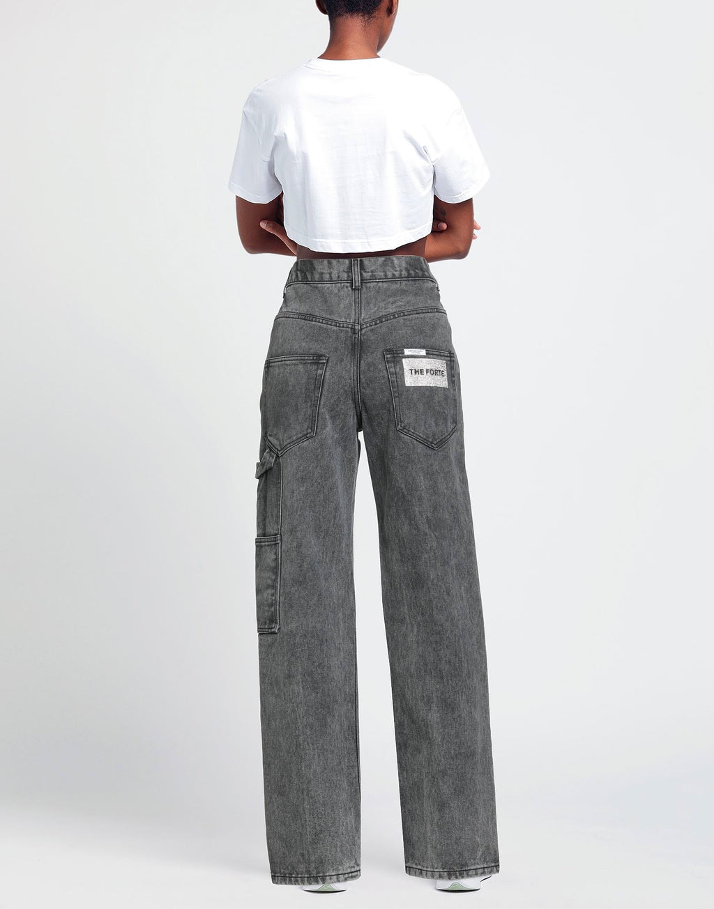 Rhinestones Logo Grey Jeans