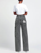 Rhinestones Logo Grey Jeans