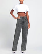 Rhinestones Logo Grey Jeans