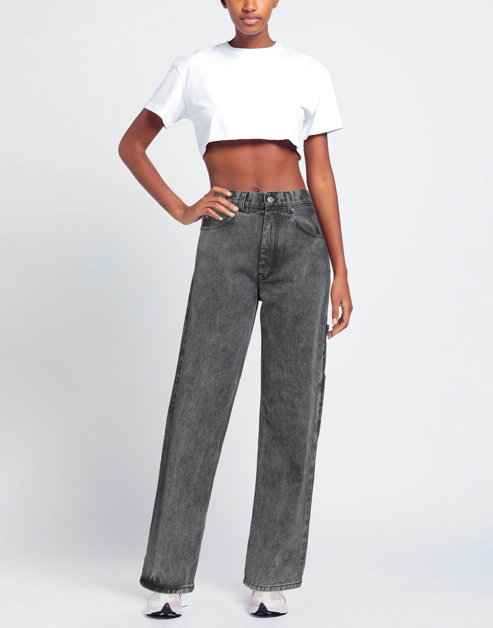 Rhinestones Logo Grey Jeans