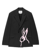 Rabbit-Print Single Breasted Blazer