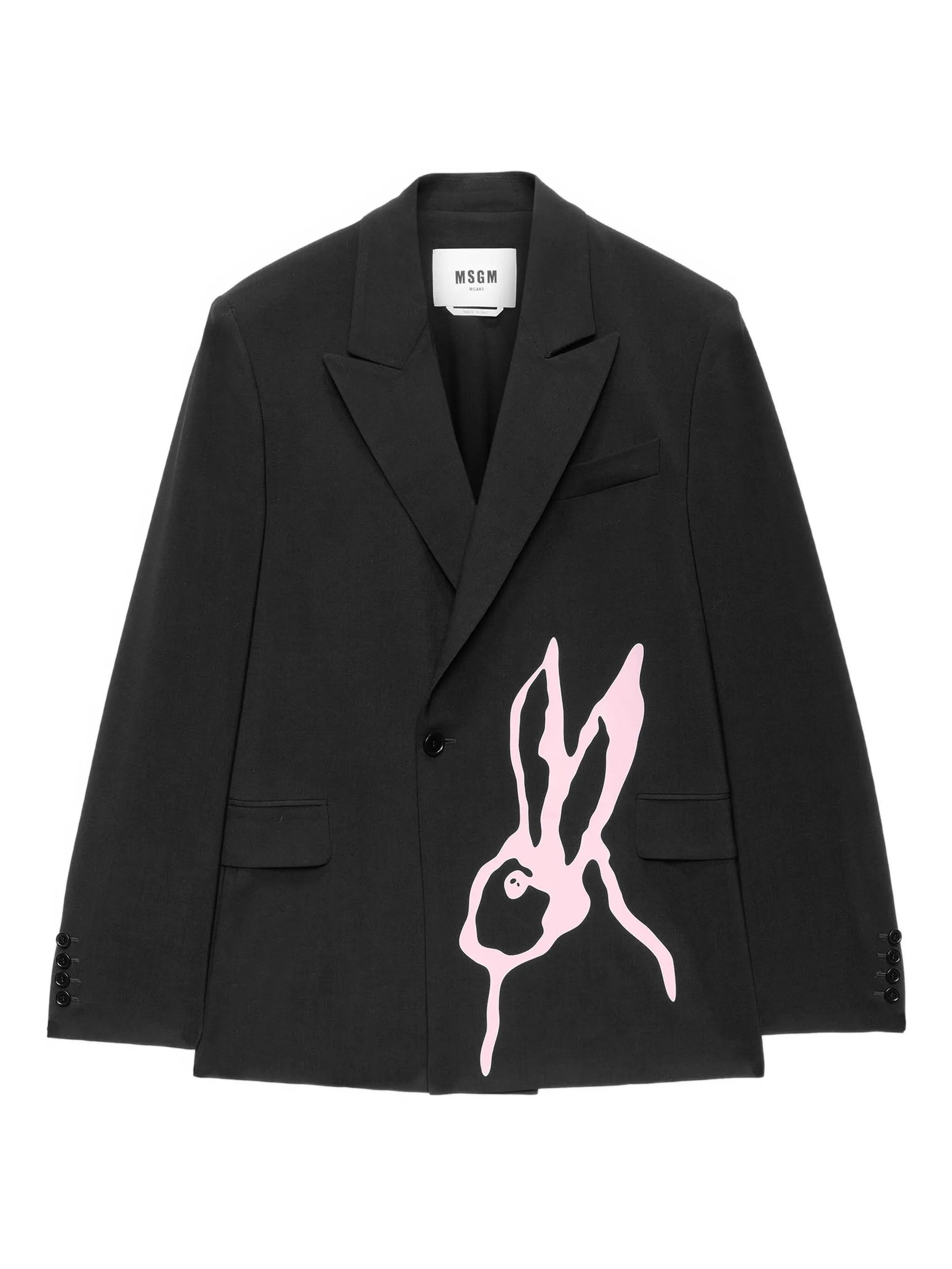 Rabbit-Print Single Breasted Blazer