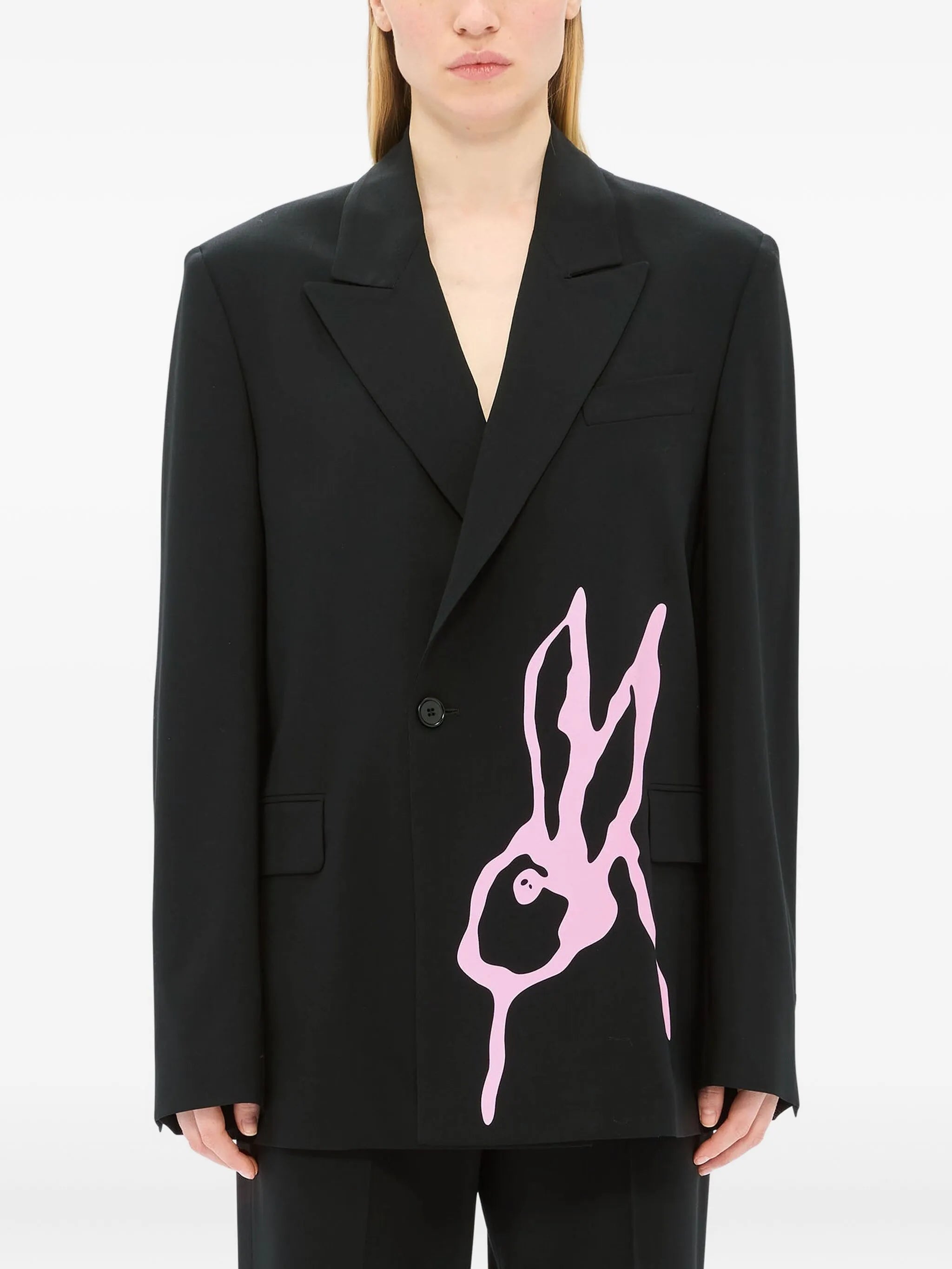 Rabbit-Print Single Breasted Blazer