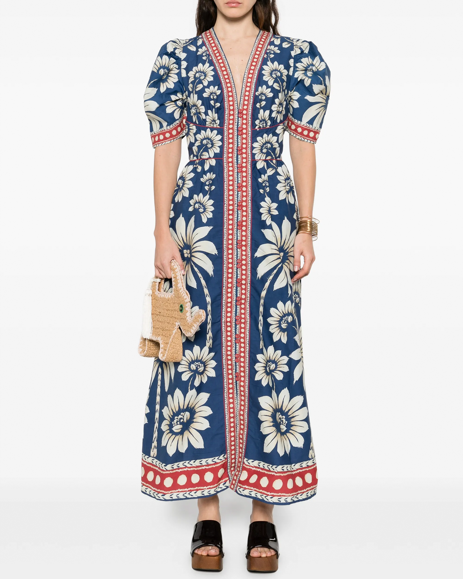 Floral Print V-Neck Maxi Dress