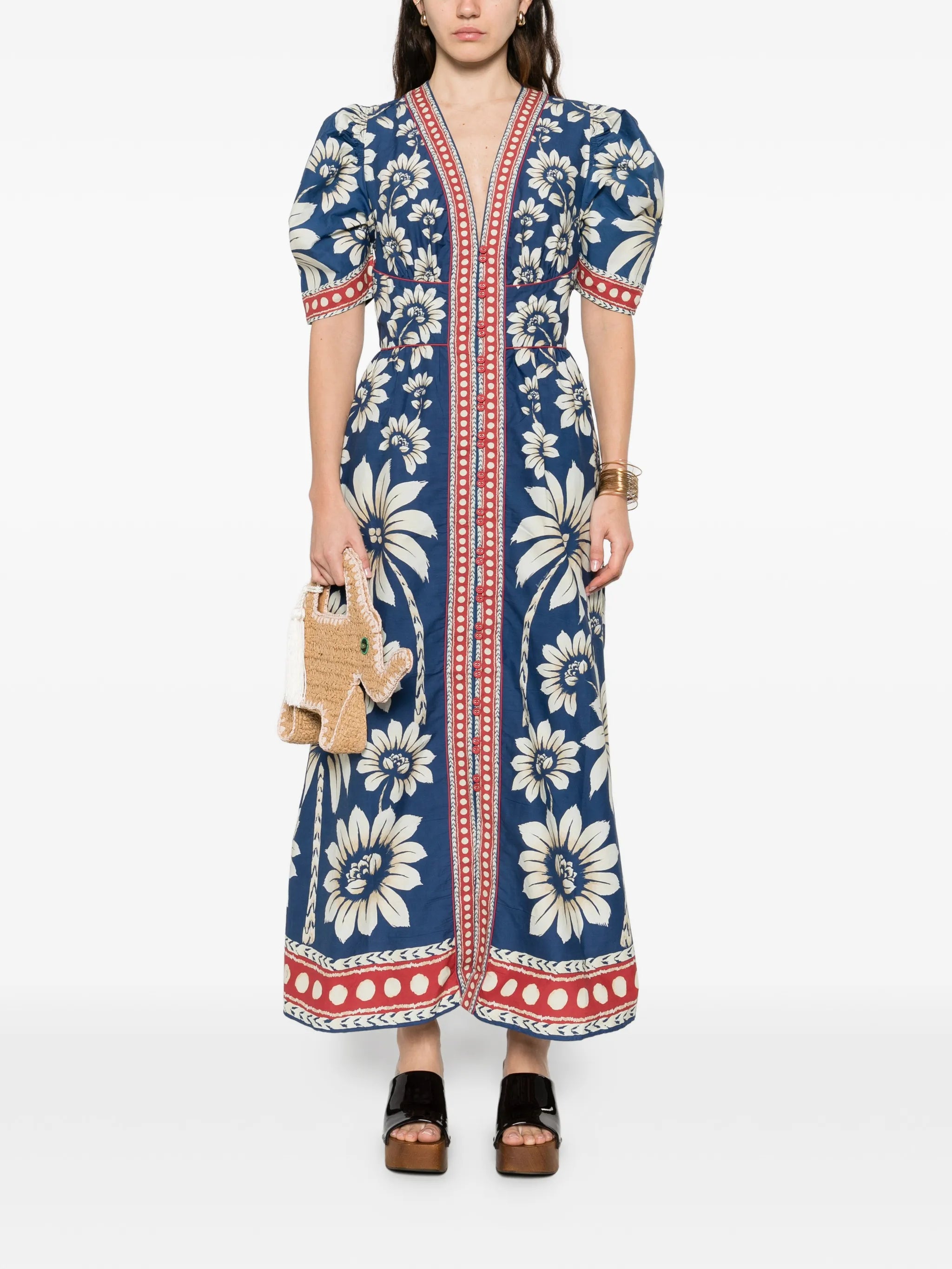 Floral Print V-Neck Maxi Dress