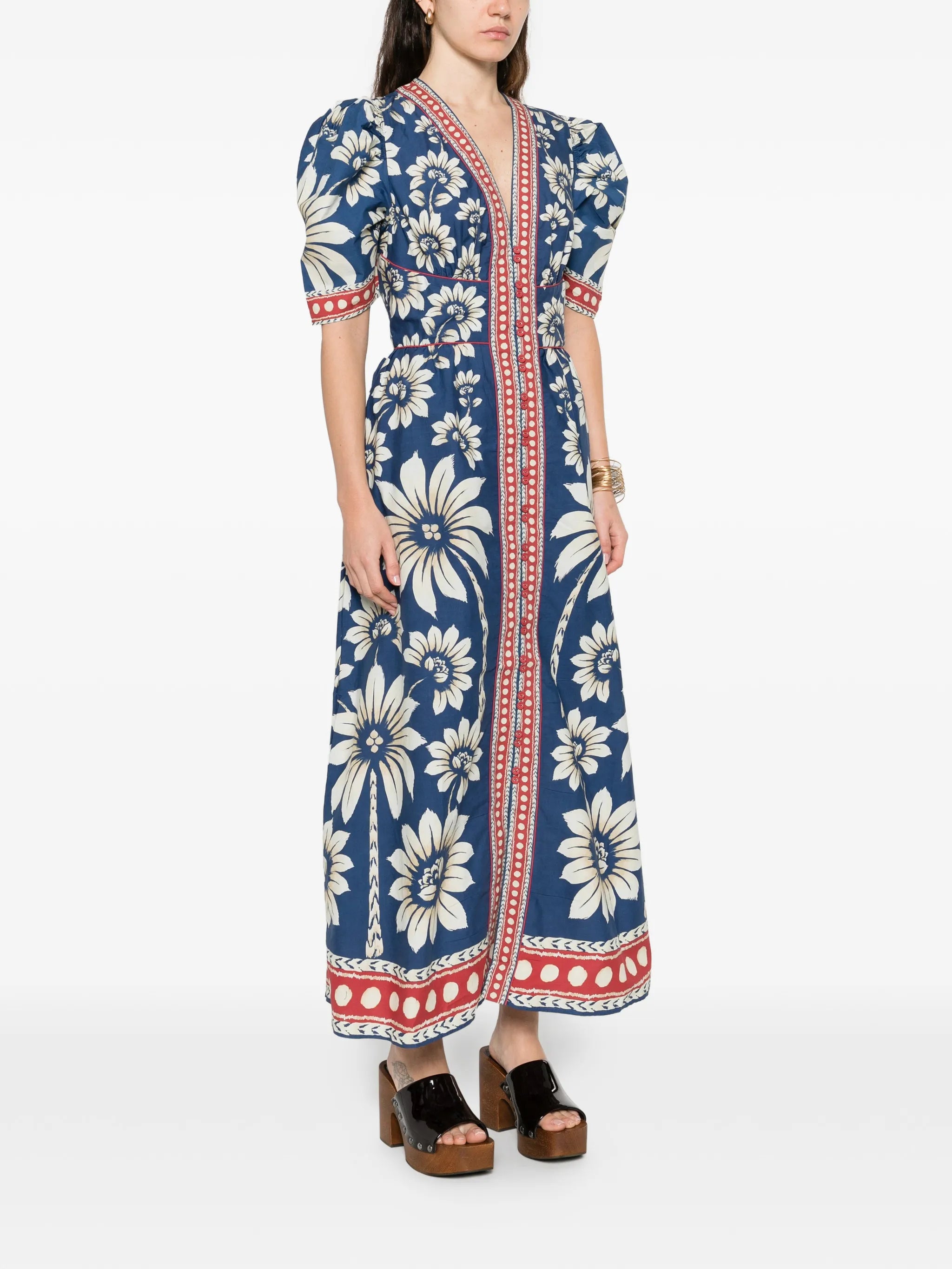 Floral Print V-Neck Maxi Dress