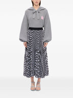 Black Pleated Soleil Skirt With All-Over Logo Print