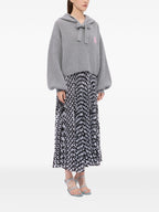Black Pleated Soleil Skirt With All-Over Logo Print