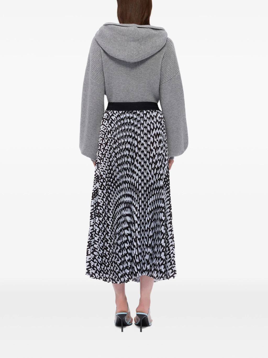 Black Pleated Soleil Skirt With All-Over Logo Print