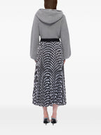 Black Pleated Soleil Skirt With All-Over Logo Print