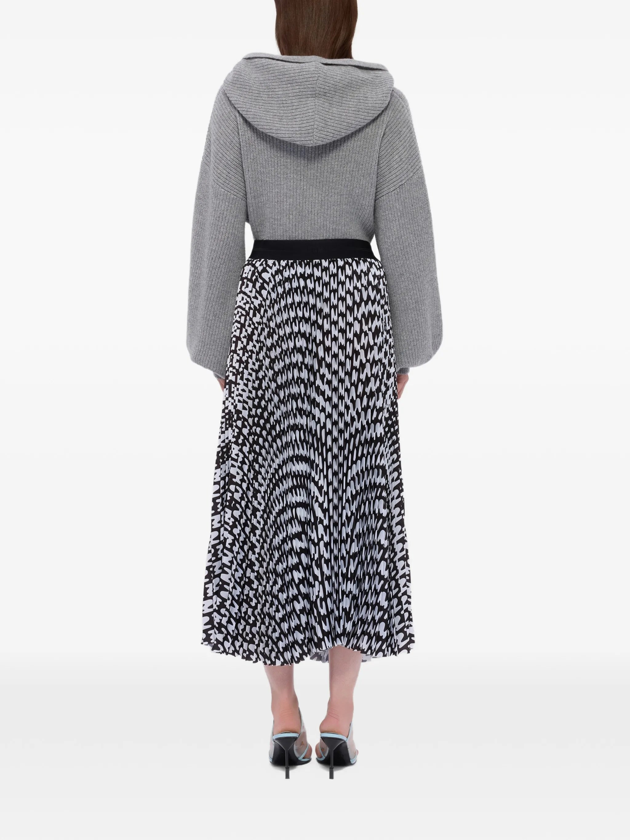 Black Pleated Soleil Skirt With All-Over Logo Print