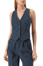 Dark Blue Striped Trousers