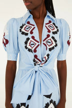 Blue Embroidered Maxi Dress