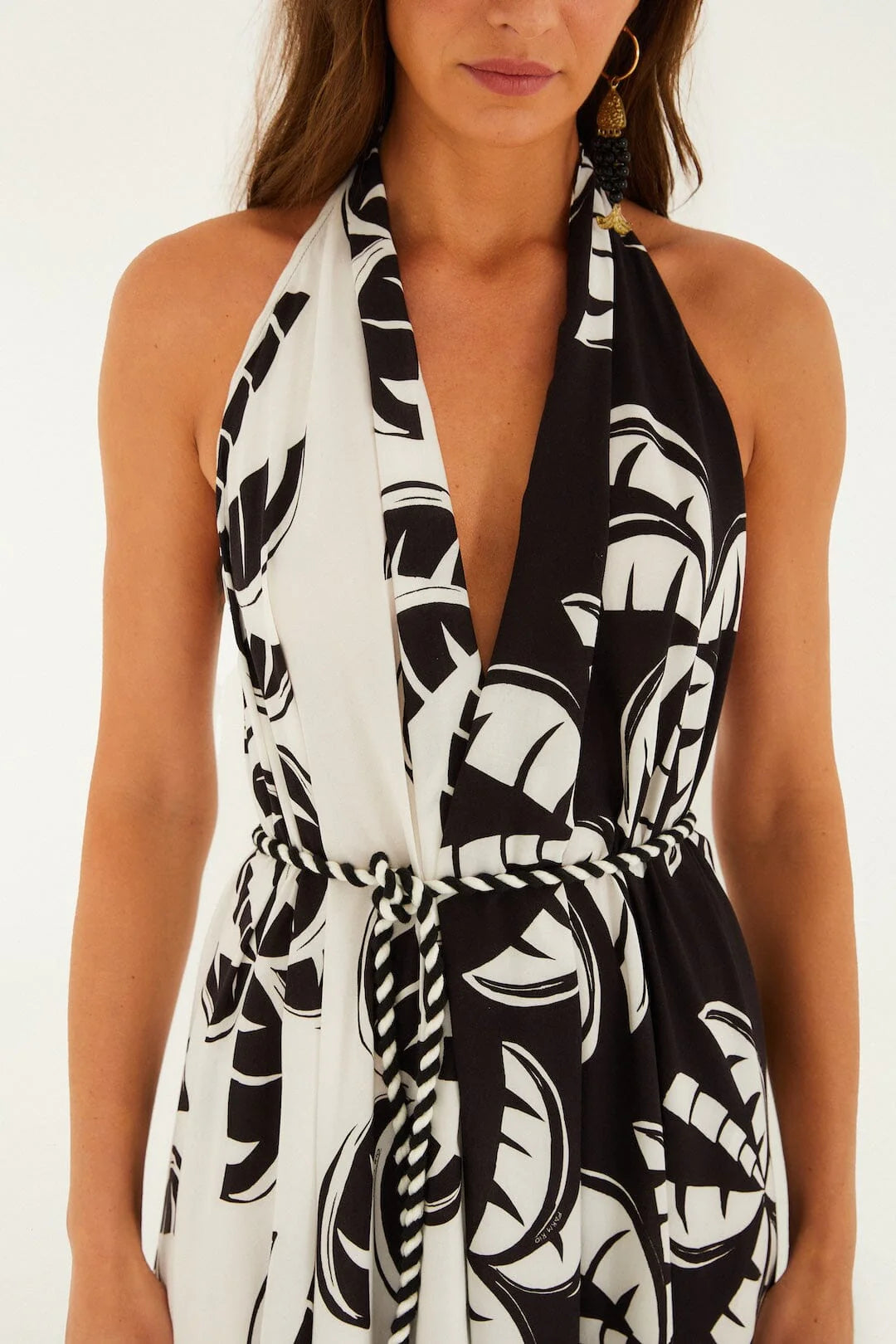 Black And White Graphic Print Dress