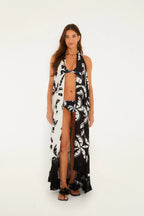 Black And White Graphic Print Dress