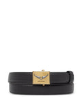 Logo-Plaque Pebbled-Leather Belt