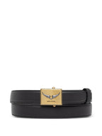 Logo-Plaque Pebbled-Leather Belt