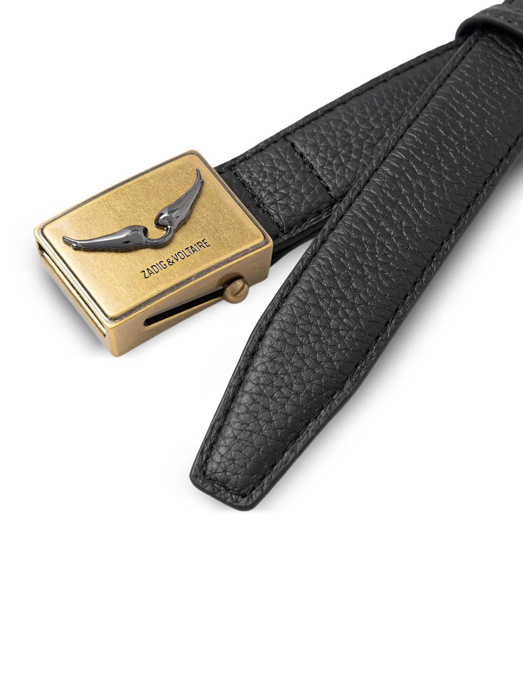 Logo-Plaque Pebbled-Leather Belt