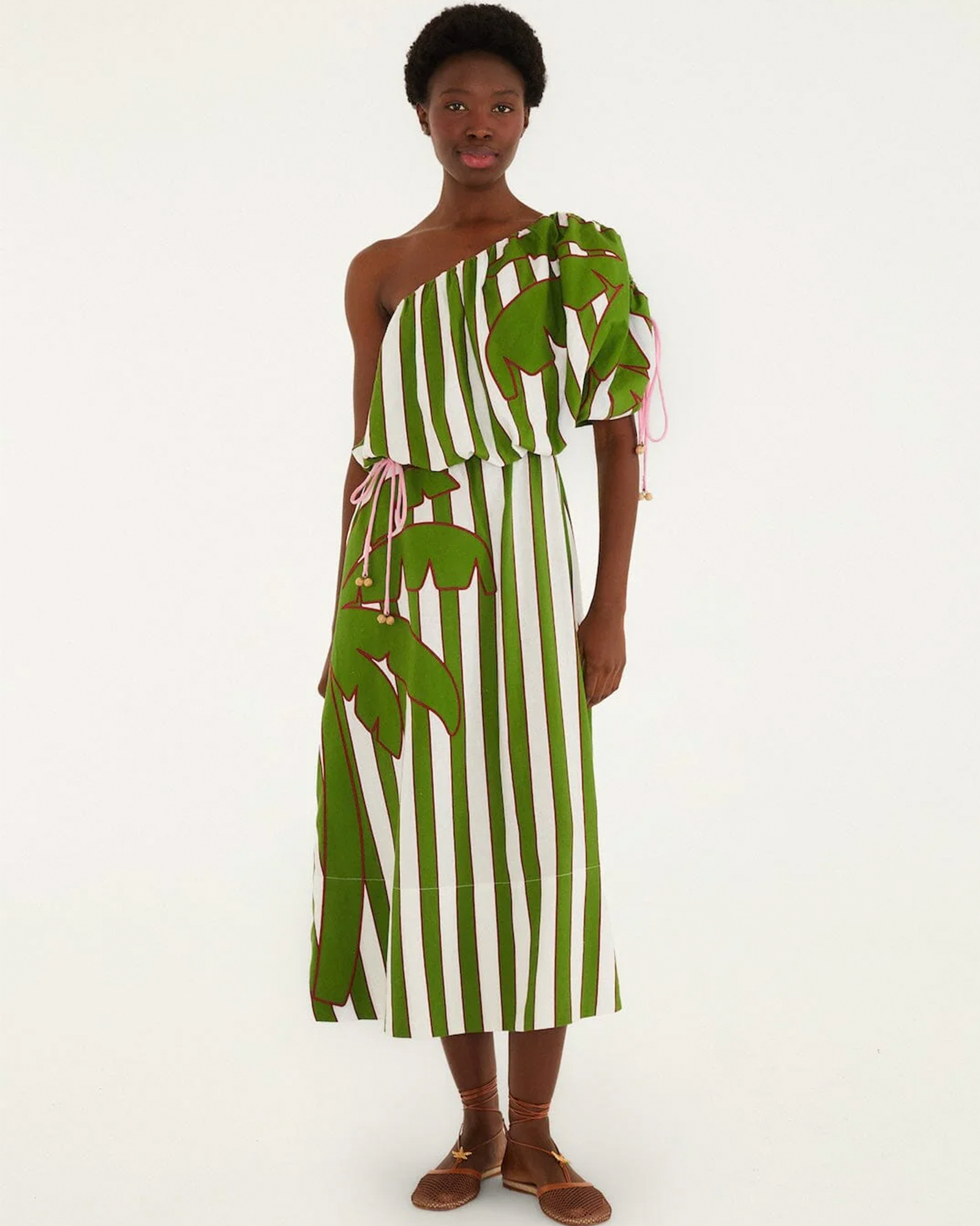 Off-White One-Shoulder Midi Dress