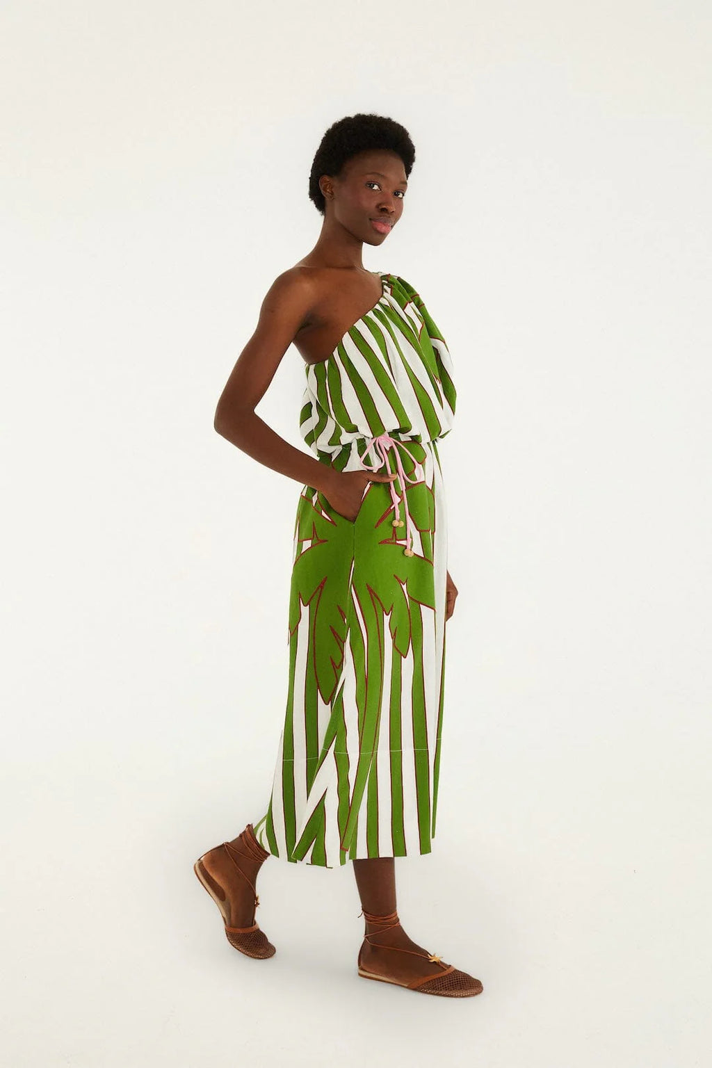 Off-White One-Shoulder Midi Dress