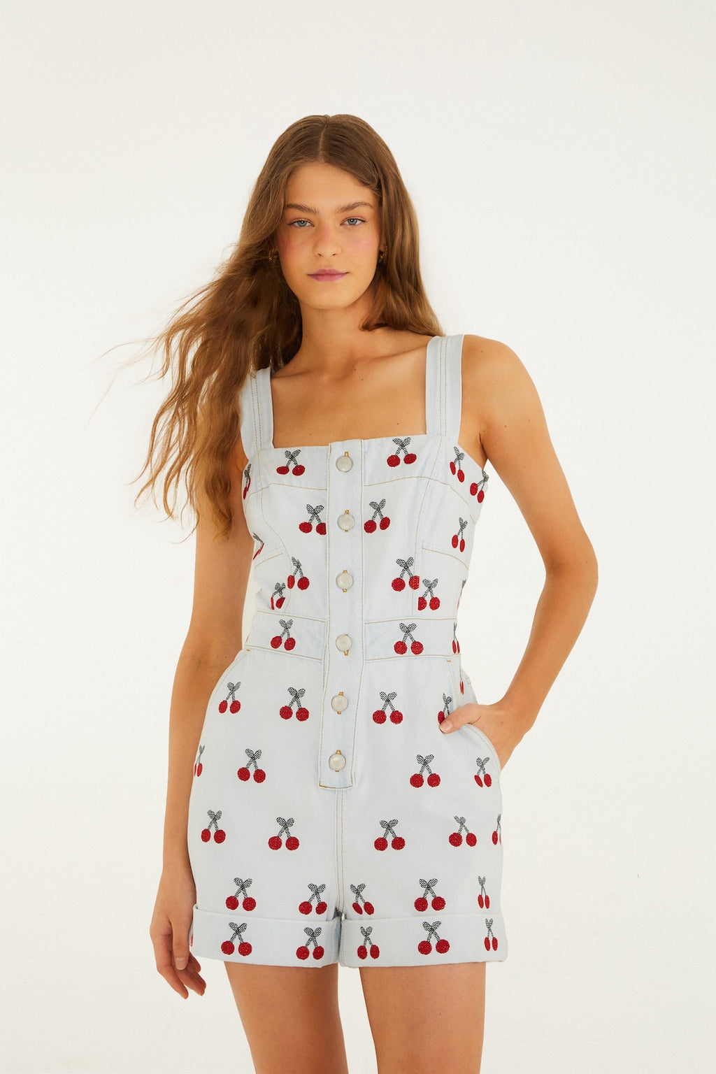 Denim Cherry Jumpsuit