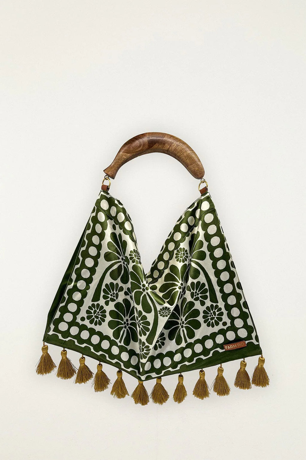 Green Jacquard Tassels Bag