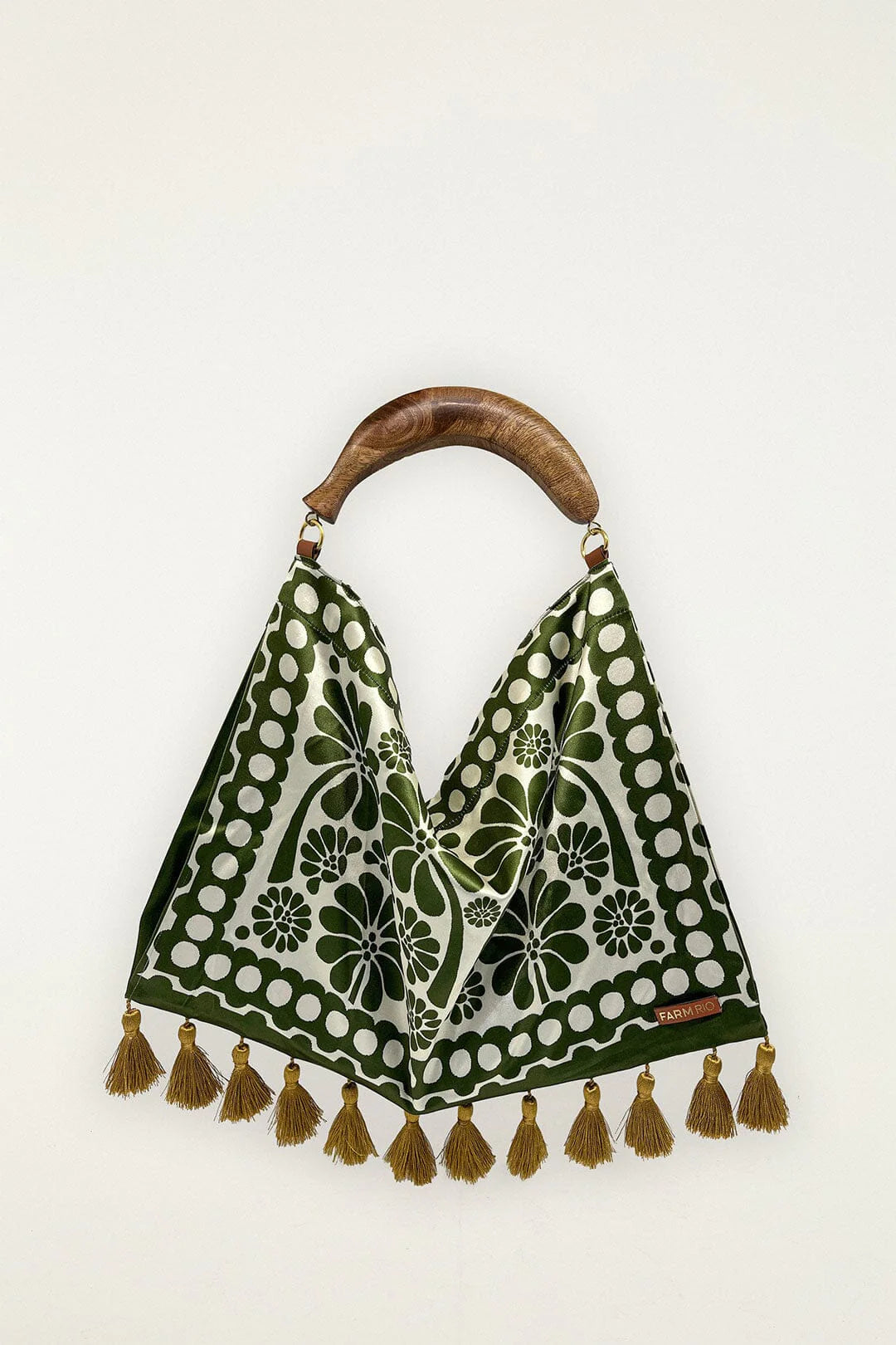 Green Jacquard Tassels Bag