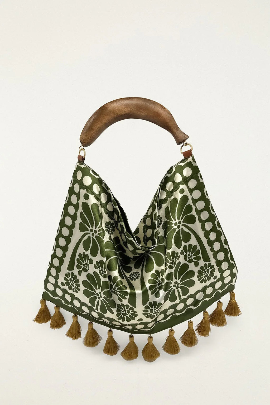 Green Jacquard Tassels Bag