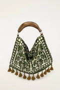 Green Jacquard Tassels Bag