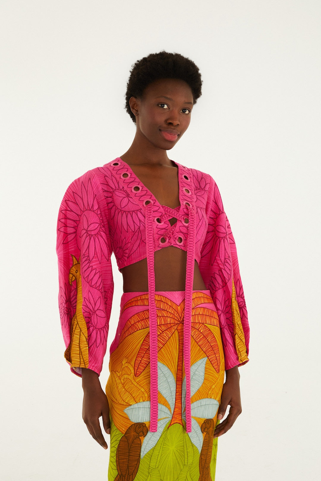 Parrots Linen Crop-Top