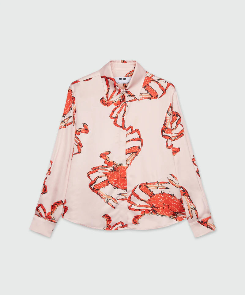Pink Satin Shirt With Print