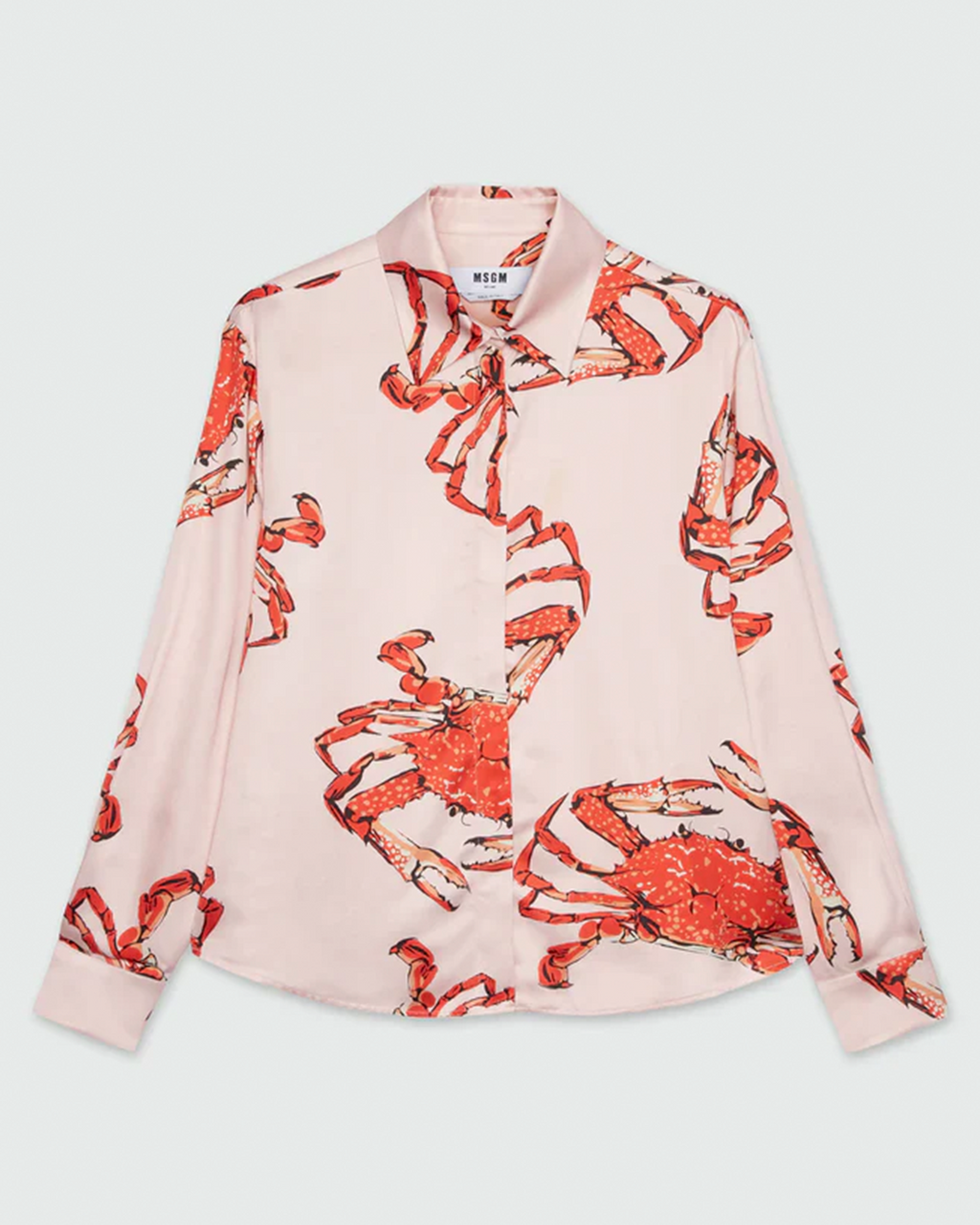 Pink Satin Shirt With Print
