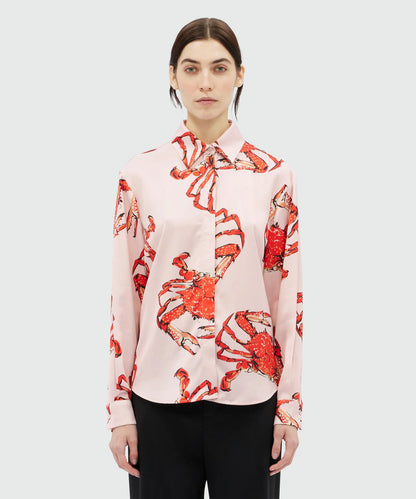 Pink Satin Shirt With Print