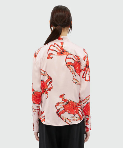 Pink Satin Shirt With Print