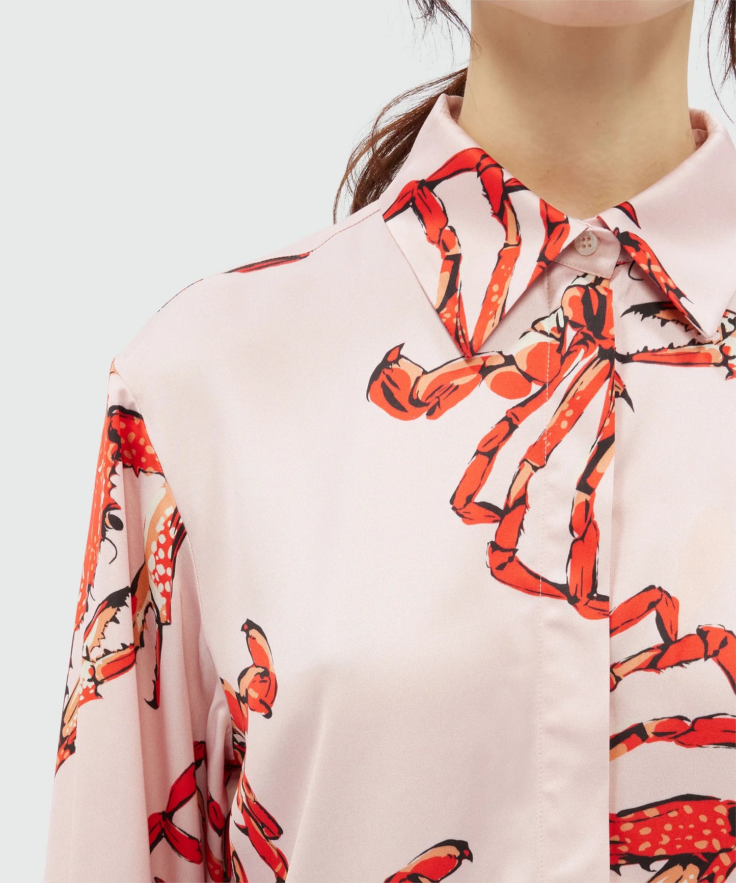 Pink Satin Shirt With Print