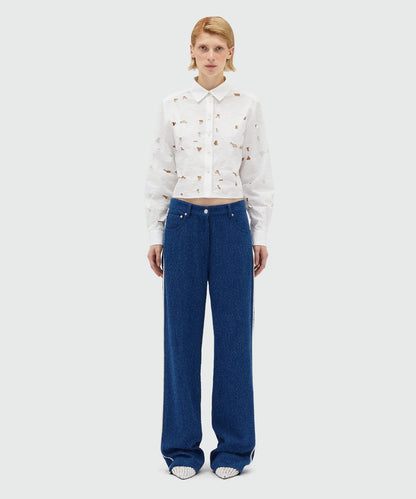 Blue Bouclé Denim Trousers