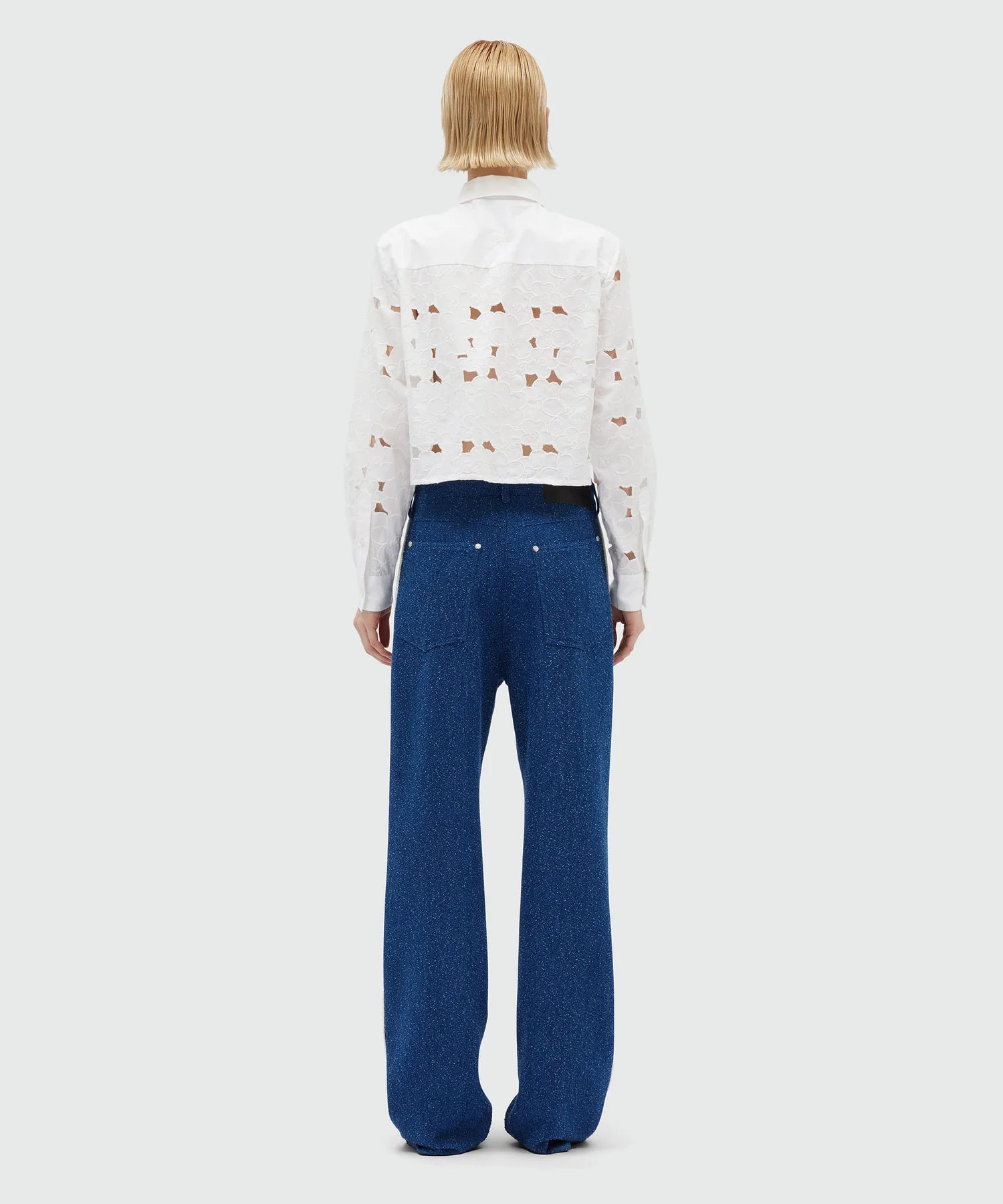 Blue Bouclé Denim Trousers