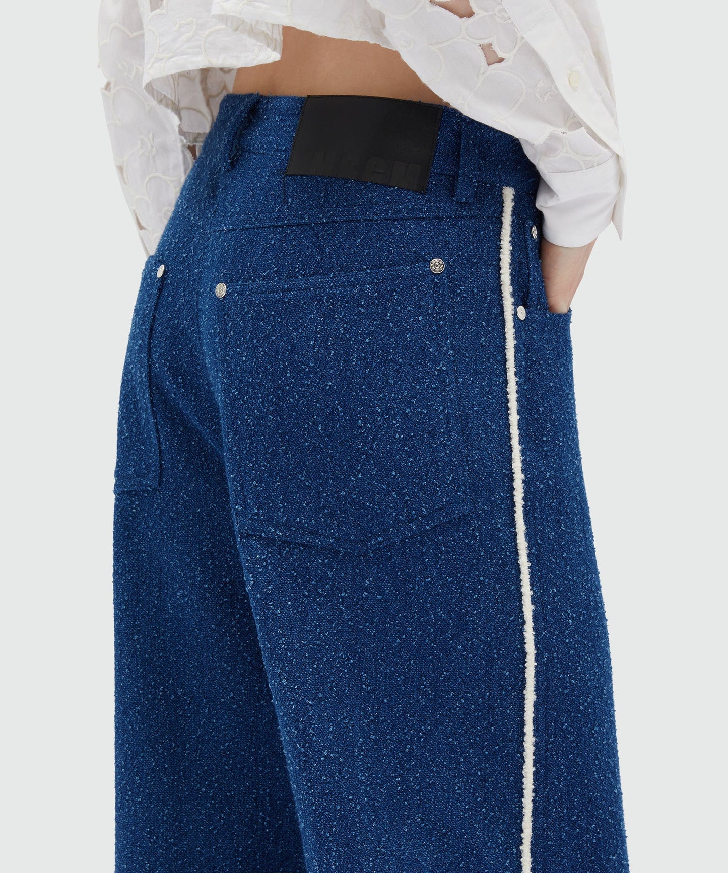 Blue Bouclé Denim Trousers