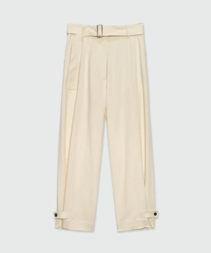 Ivory Flamed Viscose Canvas Trousers