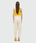 Ivory Flamed Viscose Canvas Trousers