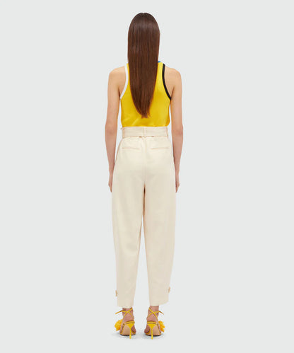 Ivory Flamed Viscose Canvas Trousers